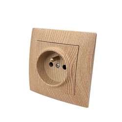 WESA Wood Power Socket France Standard Electrical Outlet Standard Ground Wall Socket Embedded Plug Flame Retardant Plastic Panel