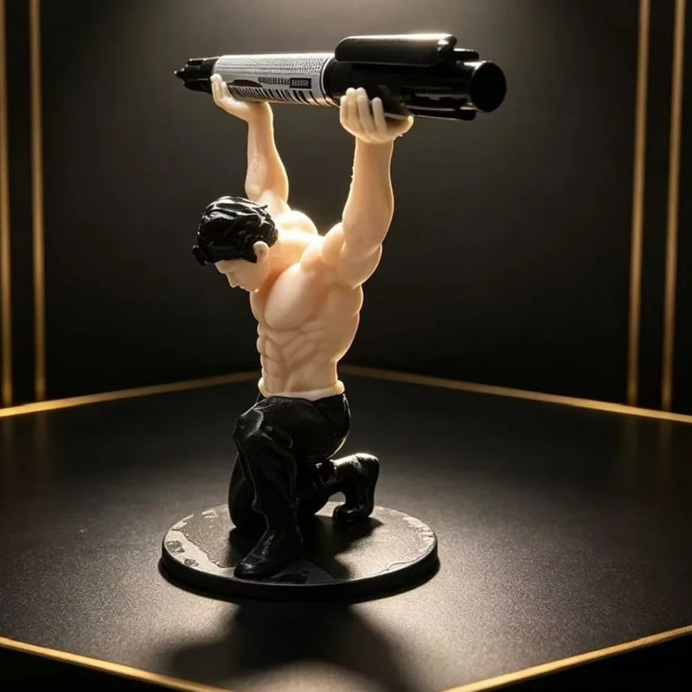 Unique 3D-Printed Muscular Man Pen Holder Pen Stand Plastic Pen Rack with Base Muscular Man Figurine Office