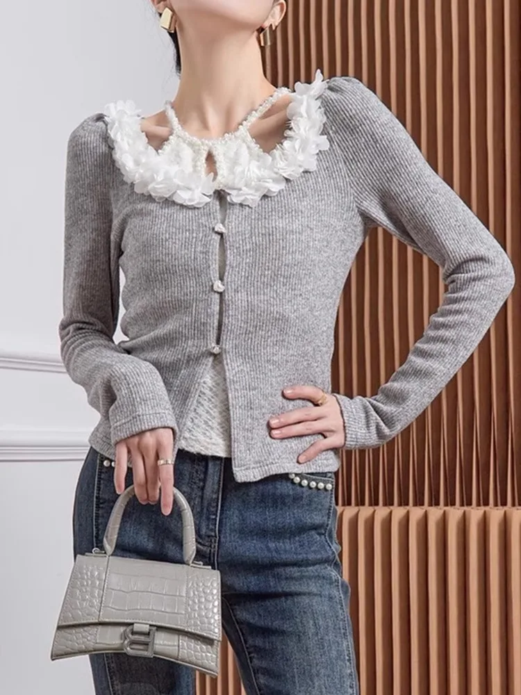 Comfortable Woolen Knitted Long Sve Base irt Sli Slimming Casual Top for Women in Autumn Faionable Korean Sle