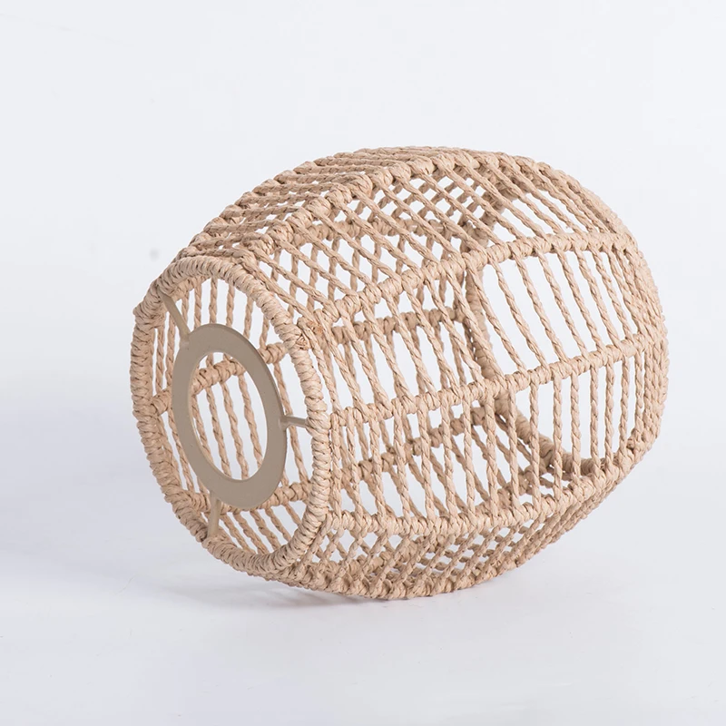 Woven Pendant Lamp Shade Boho Imitation Rattan Geometric Shade Chandelier Hanging Light Cover For Home Restaurant Living Room