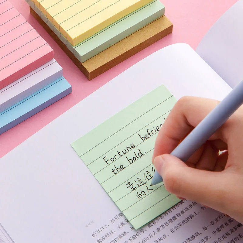 Lined Sticky Notes 100sheets 3x3 Inch Colorful Super Sticking Power Memo Pads 6 Colors Strong Adhesive