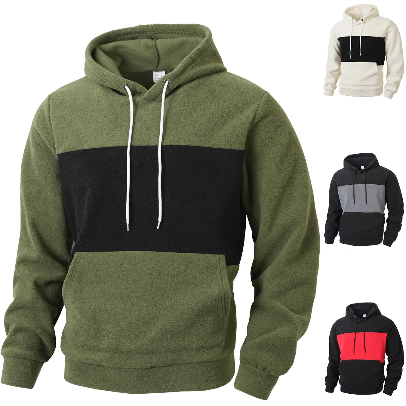 Autumn Winter  2025 New Fashion Men's Color-coded Casual Trendy Long Sleeve Hooded Pullover Sweatshirts Male Hoodies Clothes Top