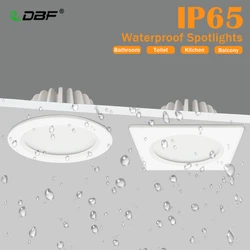 [DBF]IP65 wodoodporny reflektor LED 5 W 7W 9W 12W 15W okrągły/kwadratowy sufit wpuszczany Spot łazienka Spot Light 3000K/4000K/6000K