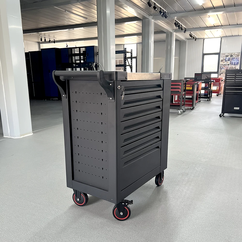 Lemari Perkakas 7 Pengemudi Meja Baja Tahan Karat Kabinet Organizer Alat Kapasitas BesarKotak Peralatan Perbaikan Mobil