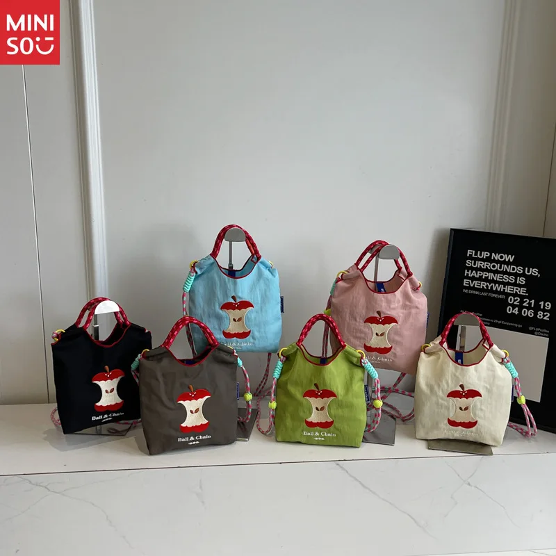 

Женская новая большая сумка Miniso с вышивкой, легкая водонепроницаемая сумка через плечо, пригородная и детская сумка через плечо