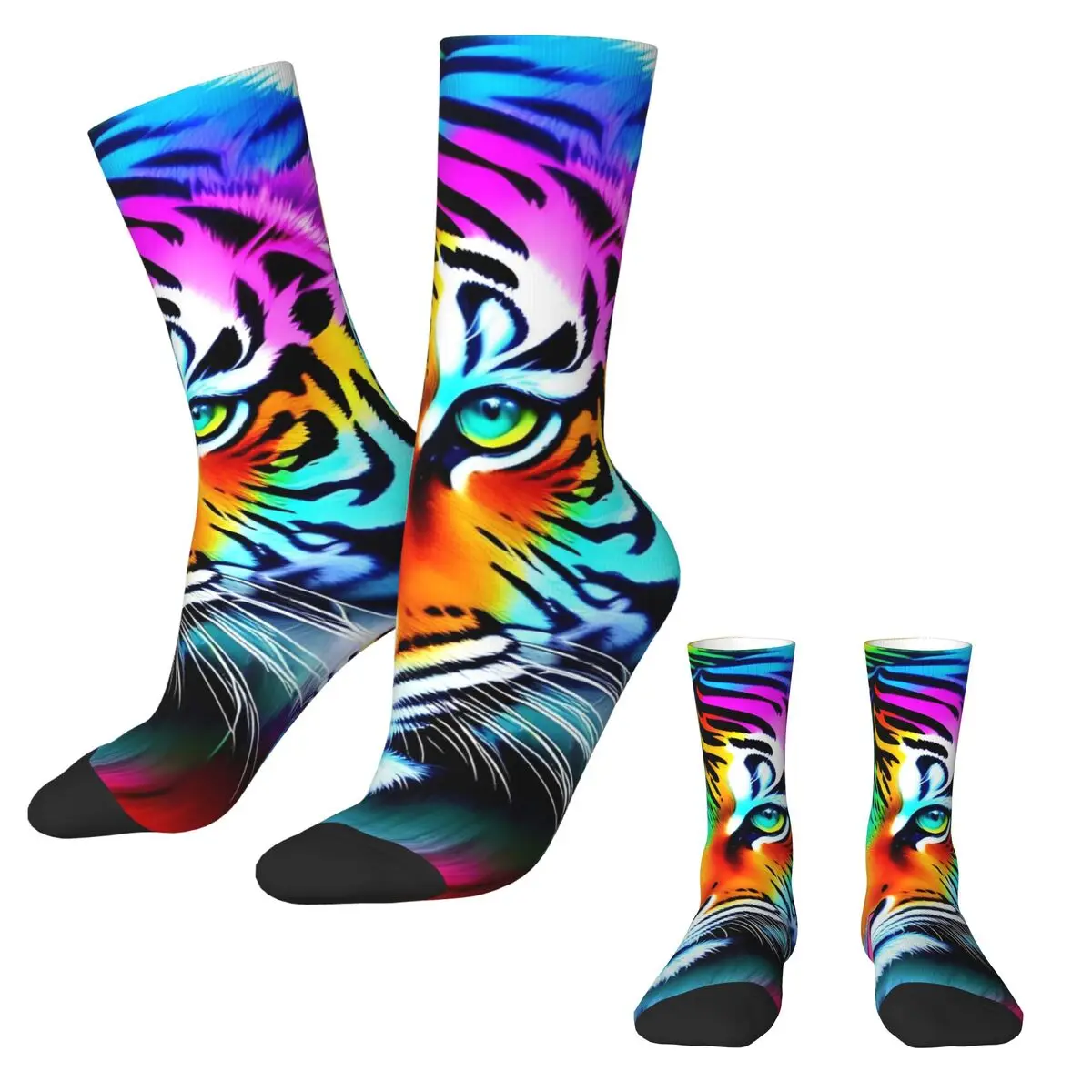 Caspian Tiger Stockings Colorful Rainbow Harajuku Socks Autumn Anti Skid Socks Women Men Running Sports Medium Soft Socks