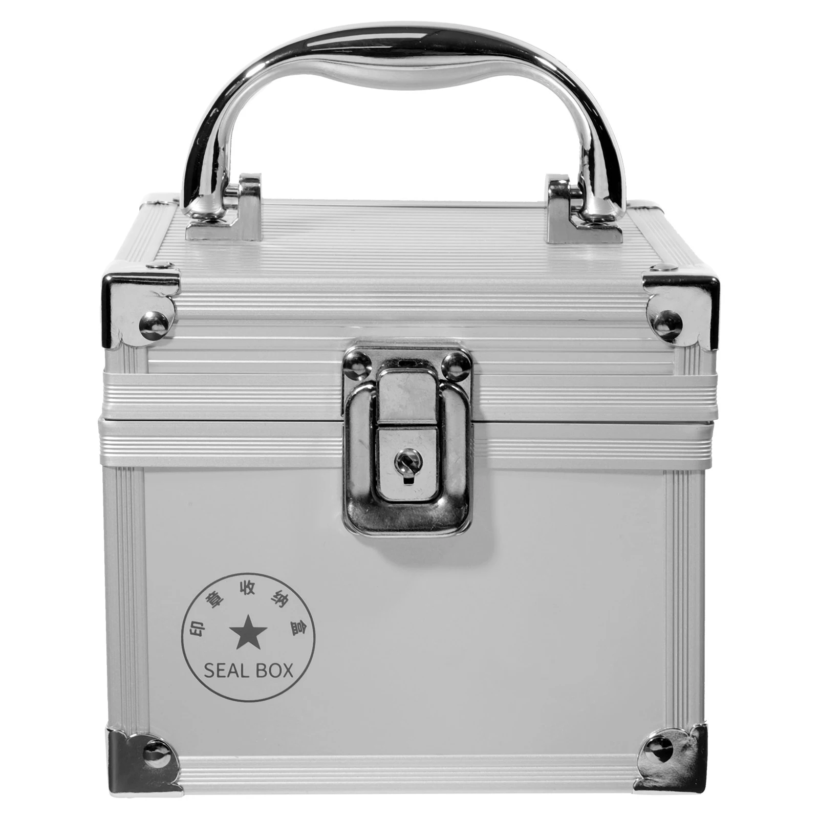 

Aluminum Alloy With Lock Multi-Compartment Office Financial Stamper Storage Holder Portable Metal Seal Container Slide Lid