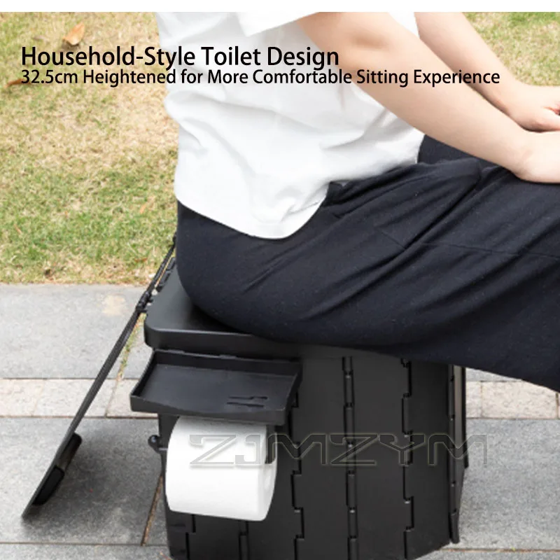 Foldable Portable Toilet with Lid Heavy Duty Car Mounted Emergency Commode for Travel Road Trips Camping  Outdoor Activities