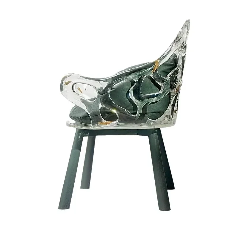 Italian light luxury petal living room dining chair epoxy designer art Internet celebrity