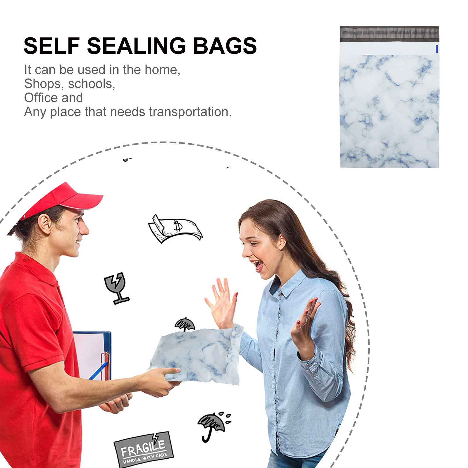 

25Pcs Waterproof Maple Leaf Pattern Delivery Bags Self Sealing Shipping Pouches Express Packing Logistics Bags