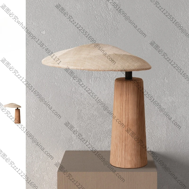 Suitable ForWabi-sabi Wind TableLamp Simple Solid Wood Bedroom Bedside DeskLamp Japanese Log Homestay TeaTable Fabric Decorative