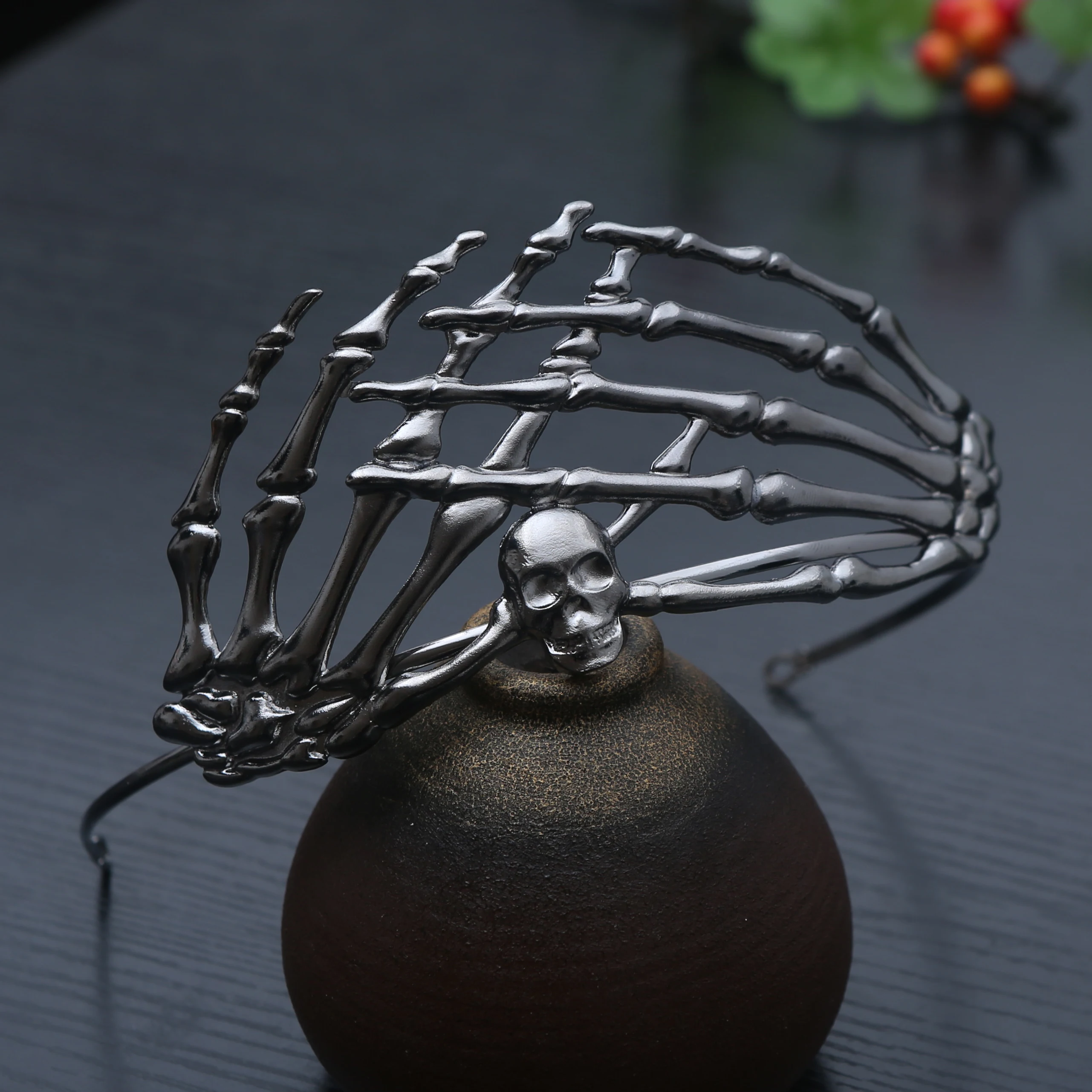 قطعة واحدة من غطاء الرأس على شكل جمجمة بتصميم شخصي لحفلات الهالوين، إكسسوارات ملابس للجنسين، تاج من سبيكة #6