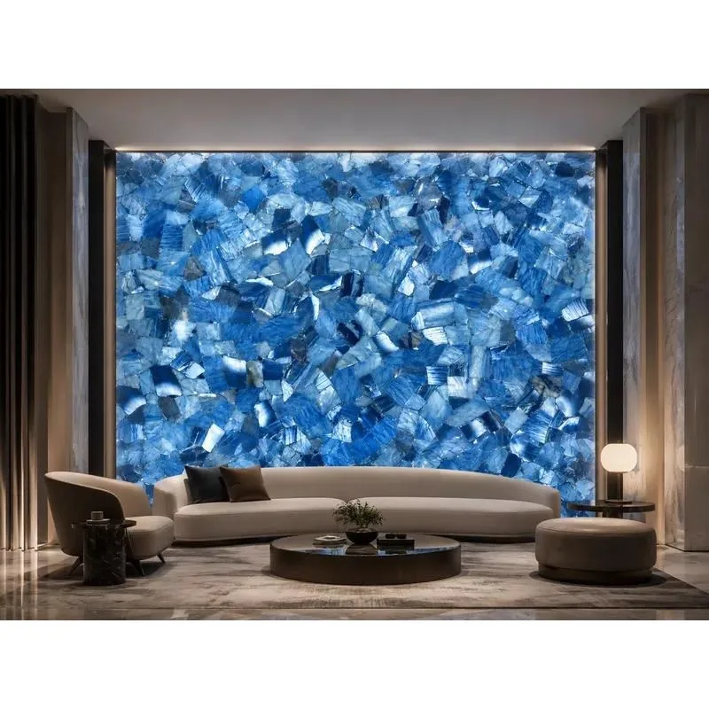 Blue Turquoise Semi Precious Stone Polished Slab Cut To Size For Backlit Wall Panels Bar Counters Reception Desks Side Tables