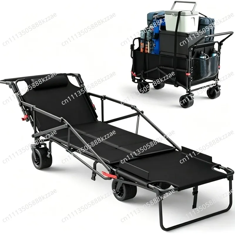 Foldable Metal Hand - Pulled Wagon - Multifunctional Outdoor Cart for Garden, Picnic & Camping