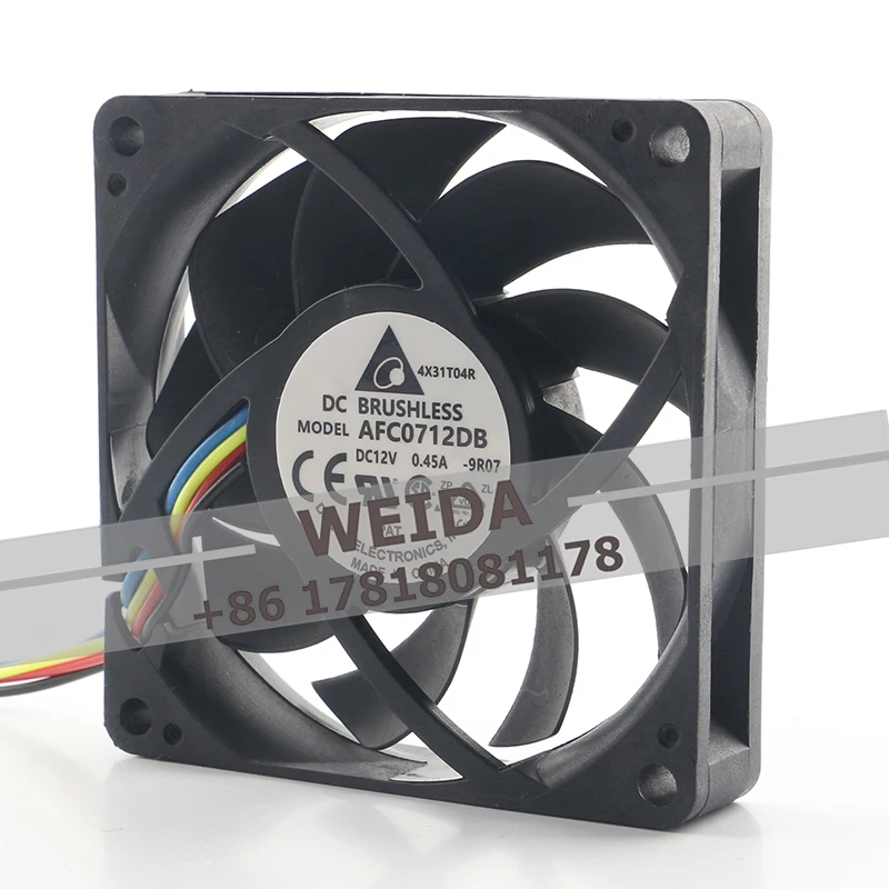 Delta 12V 0.45A 4-wire 7CM 7015 AC EC PWM speed regulation CPU Double ball bearing AFC0712DB cooling fan