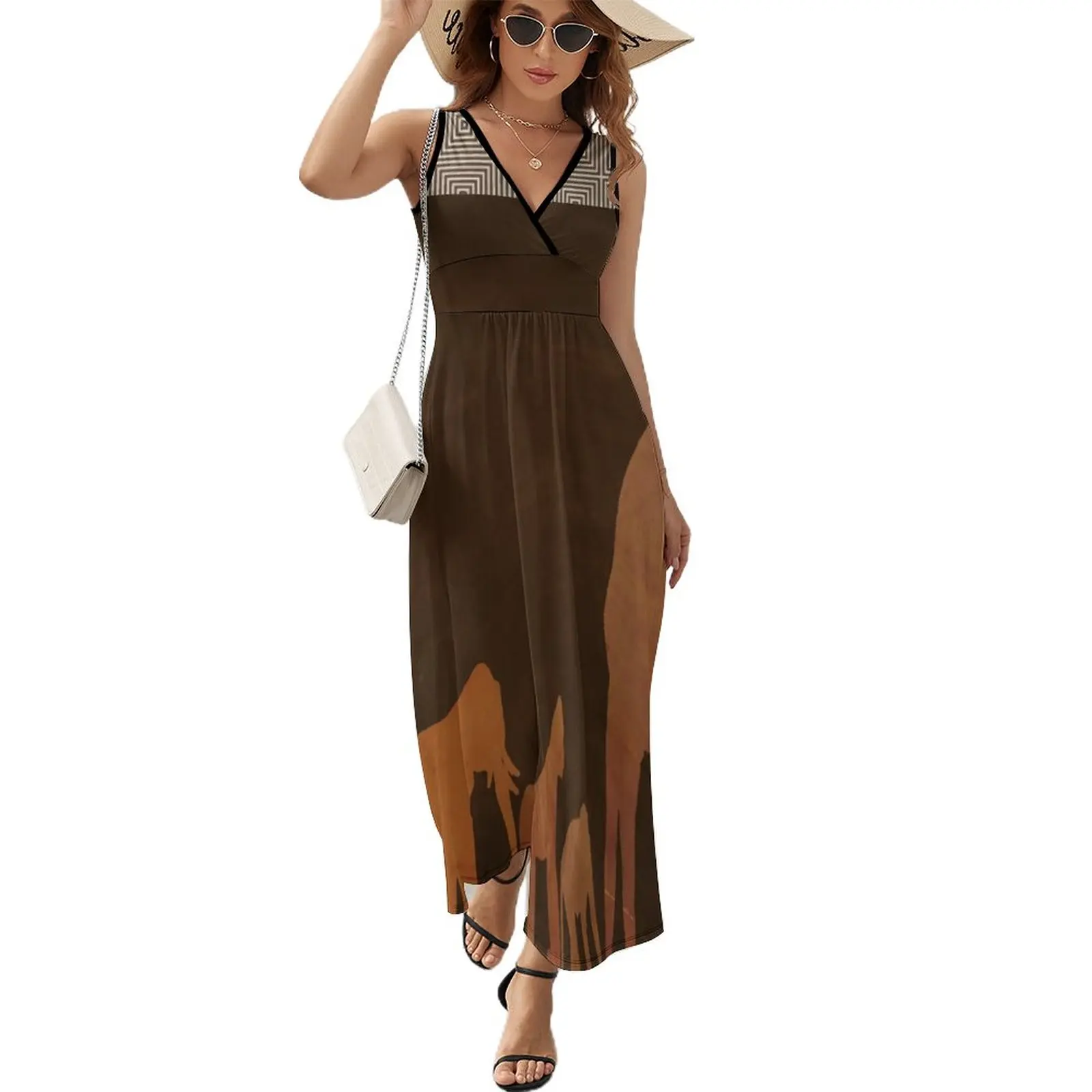 

Brown Safari Jungle Zoo Animals Sleeveless Dress dresses with long sleeves dresses korean style