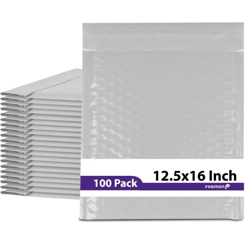 6 Poly Bubble Mailer 12.5 x 16 (100), Lightweight/Dust/Shock/Tear Resistant Padded Envelopes Book, Magaz