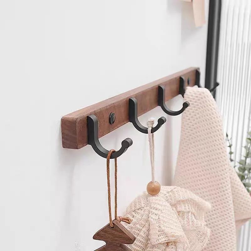 Black/White Aluminum Bathroom Hook Walnut Wall-mounted Clothes Hanger Coat Hat Hook Shower Room Storage Hooks Bedroom Hooks