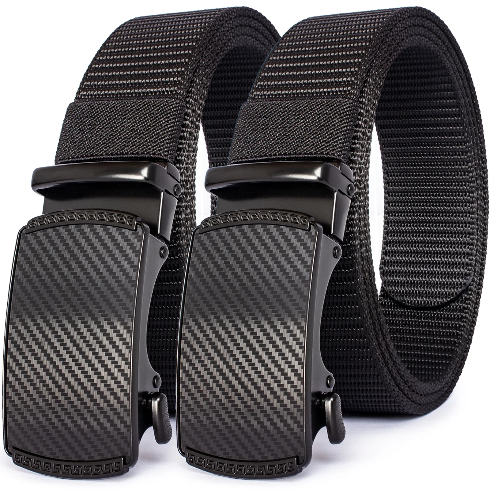 Men Carbon Fiber Texture Automatic Buckle Waist Strap Adjustable Nylon Belt High Quality Daily Commuting Leisure Style Waistband