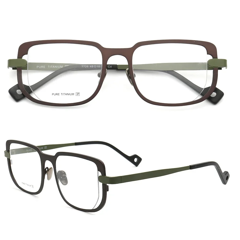 

Pure Titanium Classic Retro Vintage Prescription Eyewear Women Square Eyeglass Frames Men Business Glasses Customize Lenses