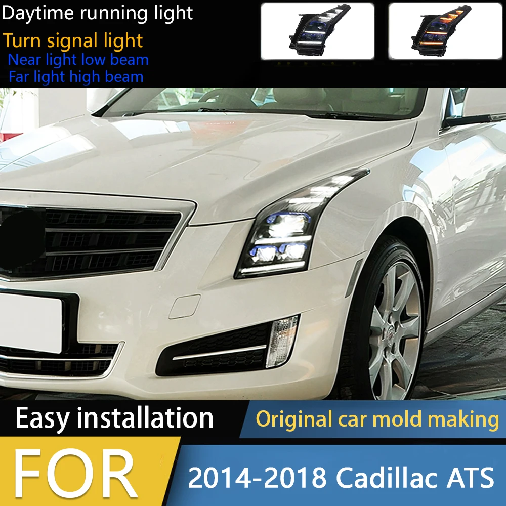 

Автомобильные фары для Cadillac ATS, светодиодные фары 2014-2018, фары ATS-L DRL, указатель поворота, дальний свет, автомобильные аксессуары