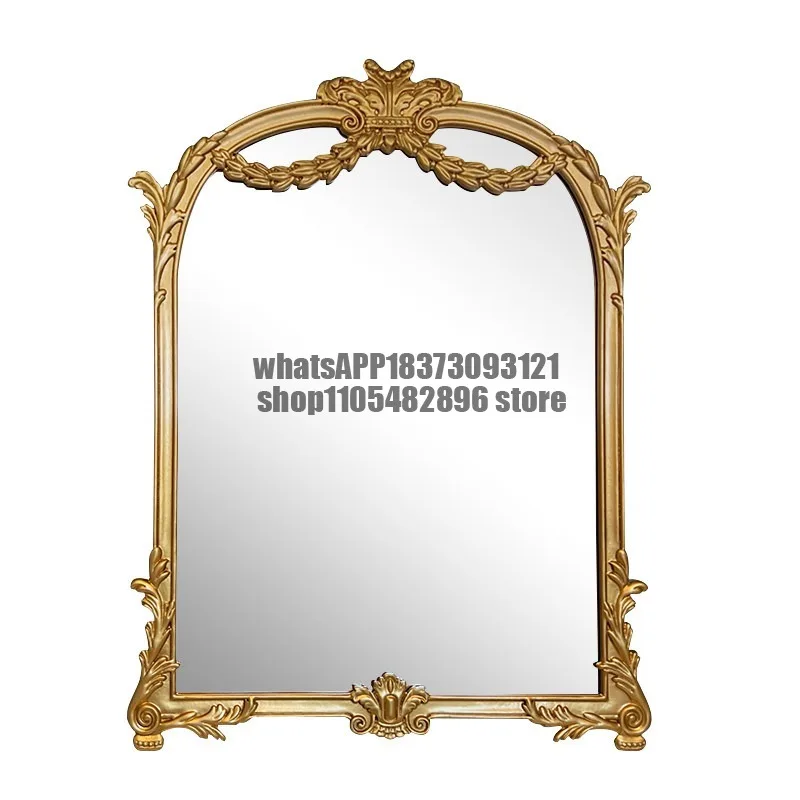 French bathroom mirror carved retro makeup  European bathroom  wall-mounted anti-fog  bathroom mirror