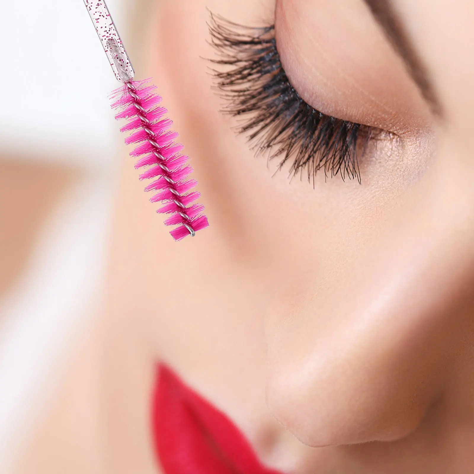 

4pcs Eyelash Brush Keychain Acrylic Makeup Accessories Smudge Stick Lash Brow Comb Portable Travel Mascara Brushes for Women