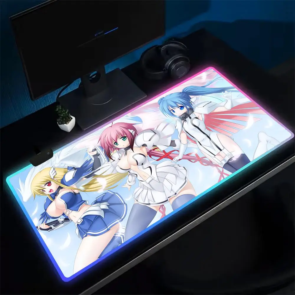 

Коврик для мыши Anime Heaven's Lost Property, игровой коврик для мыши в стиле аниме, светодиодные настольные коврики с подсветкой, резиновые настольные коврики XXL RGB