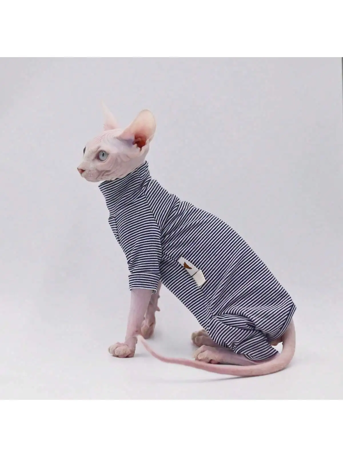 Sphynx 고양이 의류 레저 스트라이프 4 발 코튼 편안한 털 없는 고양이 의상, 부드러운 겨울 따뜻한 데본 코니쉬 고양이 옷