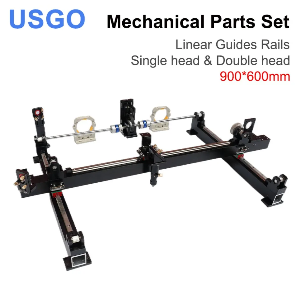 USGO-Guias lineares mecânicos Trilhos Conjunto de peças sobressalentes, cabeça simples e dupla, Kits Laser, DIY máquina a laser CO2, 900*600mm, 9060