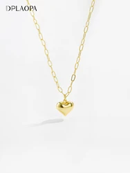 DPLAOPA 925 Sterling Silver Plain Heart Pendant Necklace Chain 2024 Luxury Advanced Fine Anniversary Jewelry Gift For Women