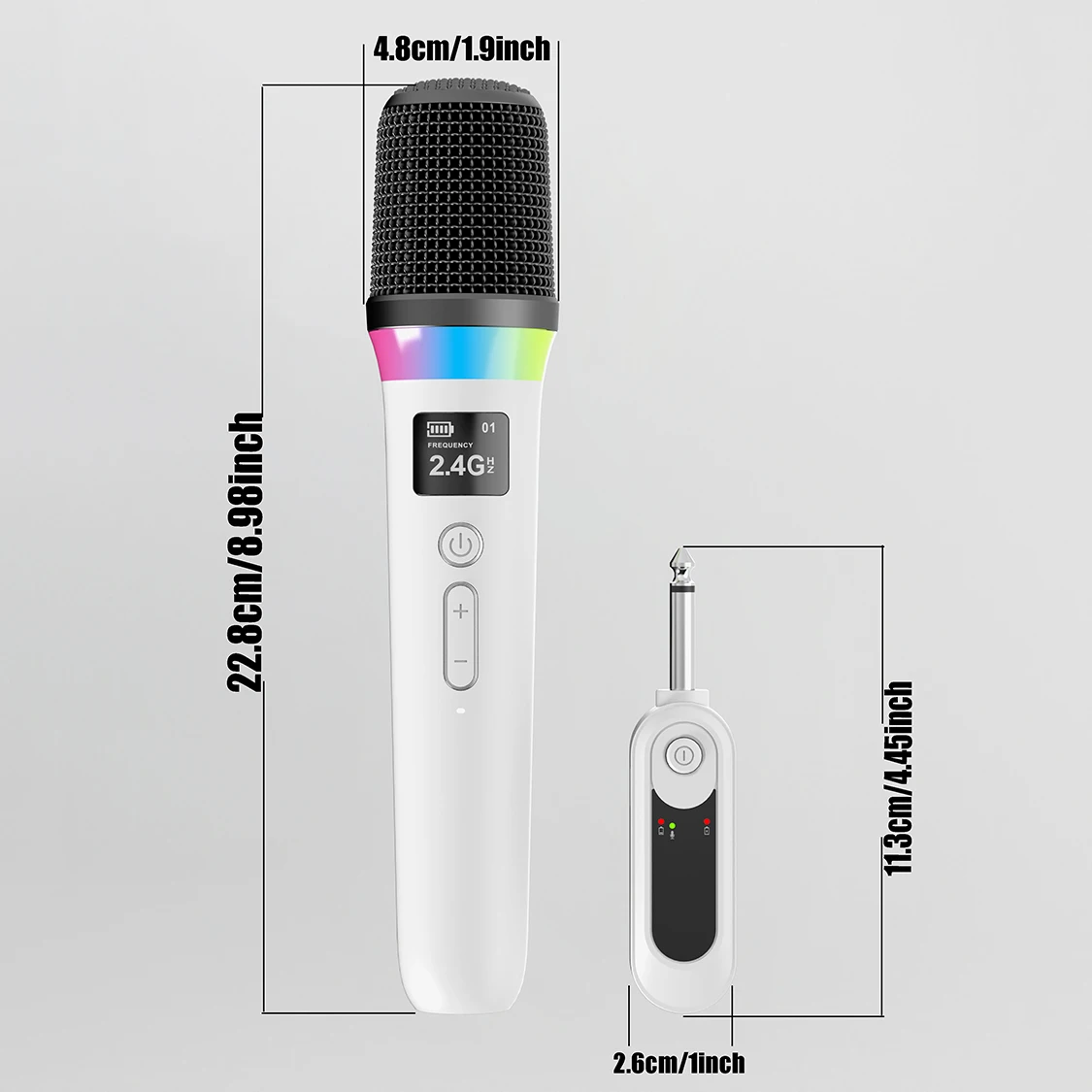 Sing/Dual Wireless Microphones with Receiver, 2.4G Rechargeable Karaoke Mic  Voice Effects, for Home KTV, Parties