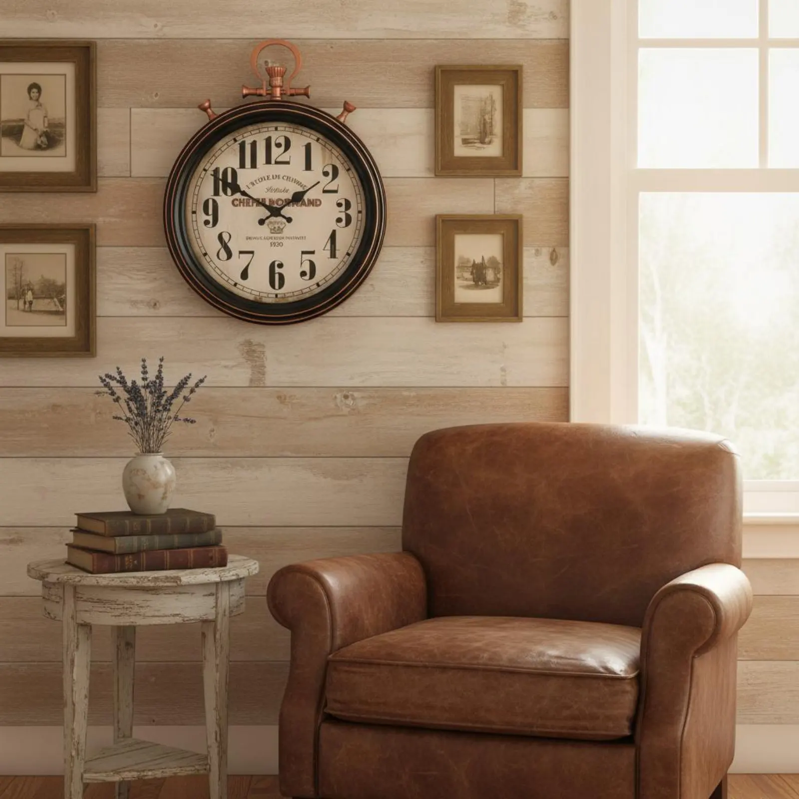 Pocket Watch Timepiece European Design Vintage Wall Timepiece Decorative Timepiece Crackle Texture Home Decor for Bedroom