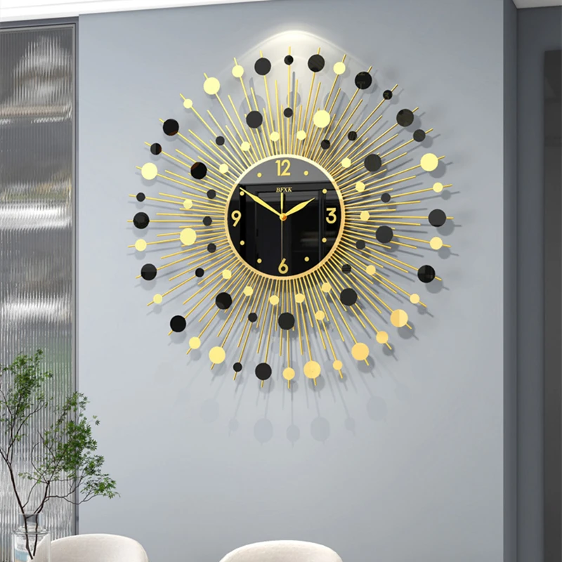 Luxury 3d Large Wall Clocks Modern Living Room Office Round Art Clock Nordic Creative Metal Iron Silent Hanging Watch Decoration