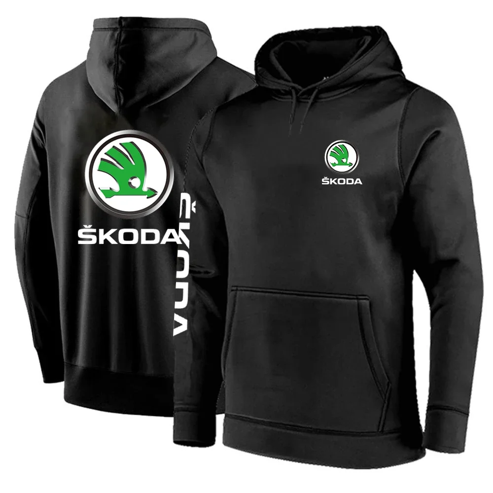 Skoda Logo Autumn 2023 Hoodies Pullover Fleece Cotton Sweatshirts Casual Fashion Fashion Hip Hop design Hooded Coats