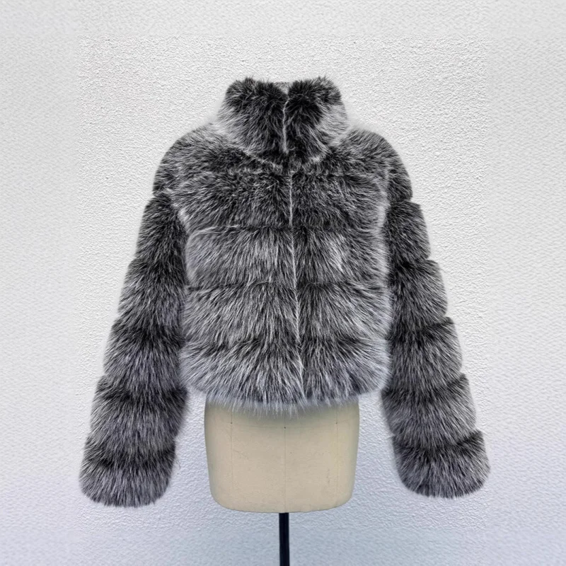 S-3XL Fox Fur Coat Winter Black White Faux Fur Coat Woman Elegant Fluffy Plush Jacket Top Short Fur Woman Clothing