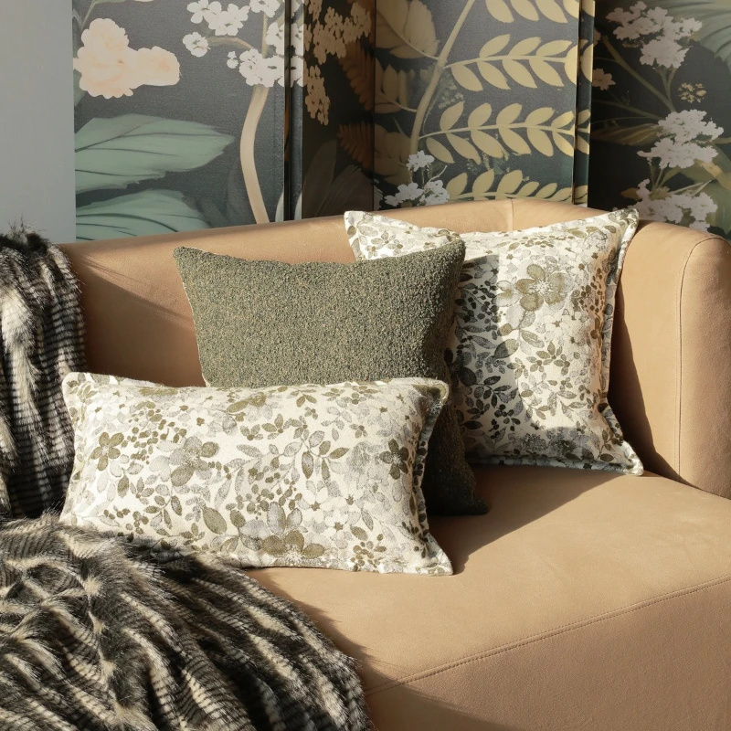 

30X50/45X45CM Green Retro Throw Pillow Cover Simple Jacquard Waist Cushion Cover Decor Home Decorative Pillowcase