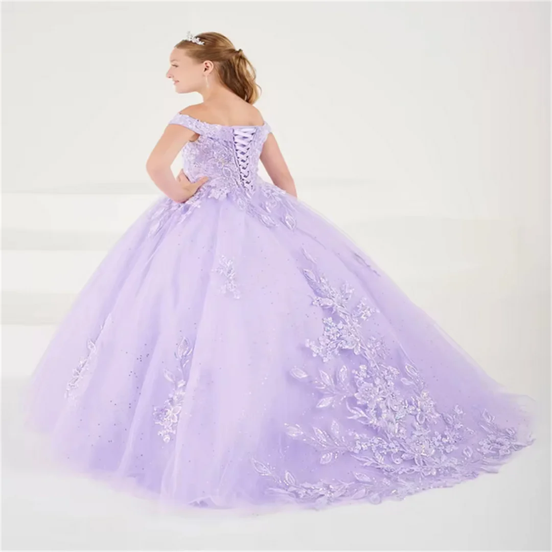 New Lilac Flower Girl Dress Appliqué Birthday Prom Party Pageant First Communion Beautiful Princess Custom Formal Event Gown