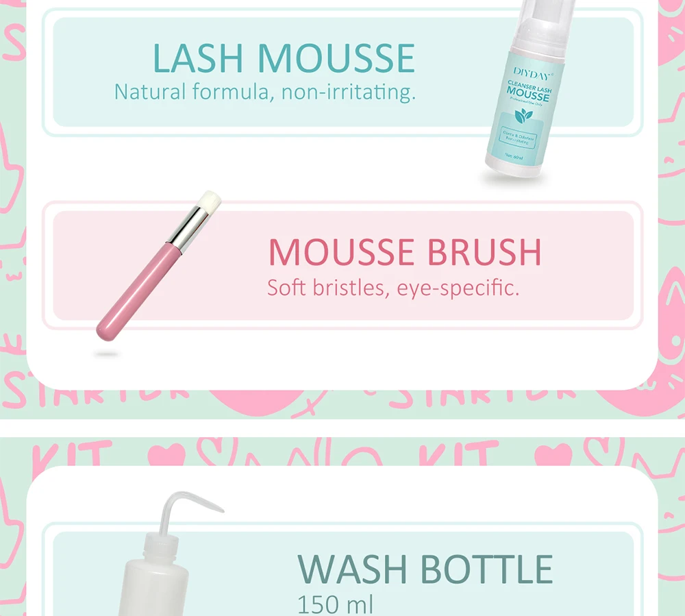 DIYDAY Lash Starter Kit Set für Anfänger, individuelles klassisches 3D-W-Wimpernverlängerungs-Wimpernzubehör, Make-up-Werkzeug-Set – Detail 6