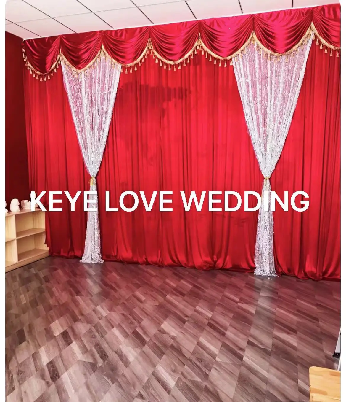 

Custom Sequins Wedding Background With Tassel Marriage Stage Drapes Backdrop Decoration Layout Curtains With Swags Party Props