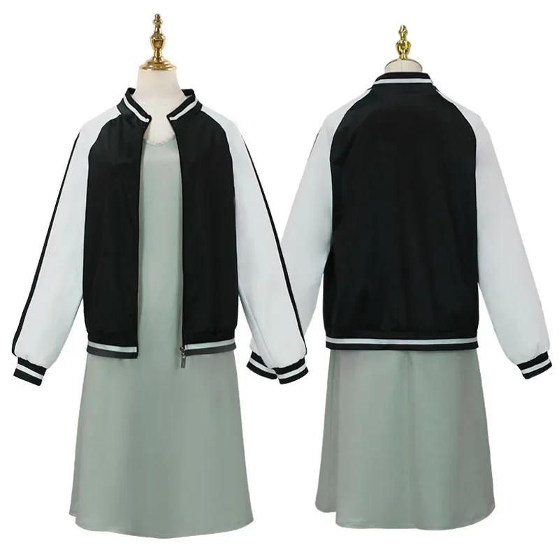 Anime Bocchi The Rock! Cosplay Hiroi Kikuri School Uniform Baseball Sweater Coat Bean Green Suspender Skirt Halloween Costume