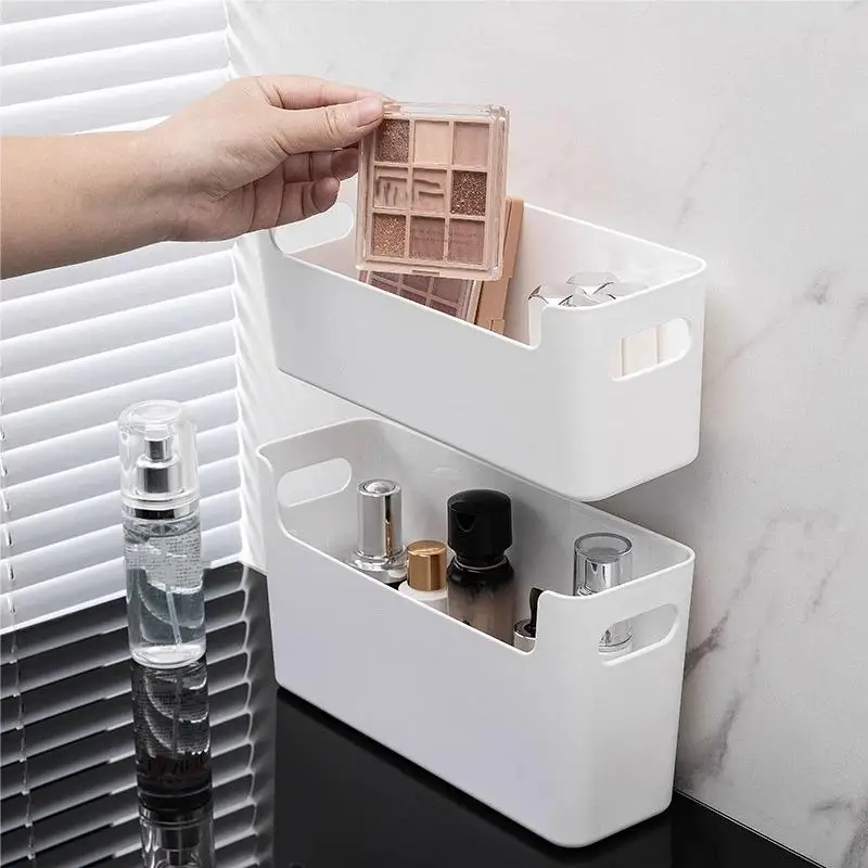 Adhesive Wall Mounted Plastic Storage Bins With No Drilling And Large Capacity Perfect For Bathroom Kitchen Bedroom Organizing
