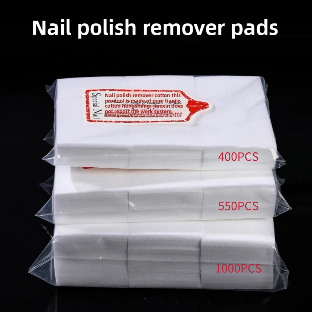 糸くずの出ないネイルコットンパッド 400/550/1000枚入り プロ用ジェルポリッシュリムーバーパッド ネイルアートクリーニングツール ネイルケア用