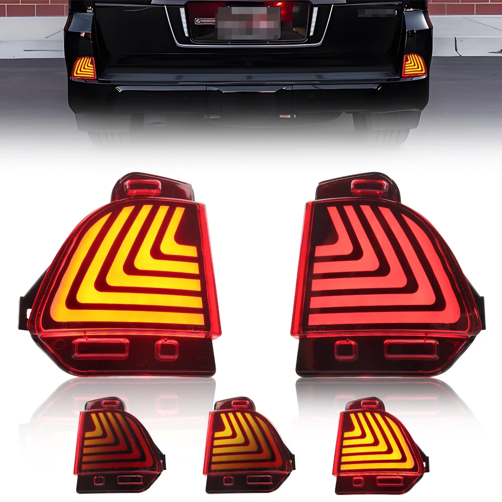 

2 шт. задний бампер, задний фонарь, стоп-сигнал, отражатель, указатель поворота со светодиодной подсветкой для 2016 2017 2018 2019 2020 2021 Lexus LX570