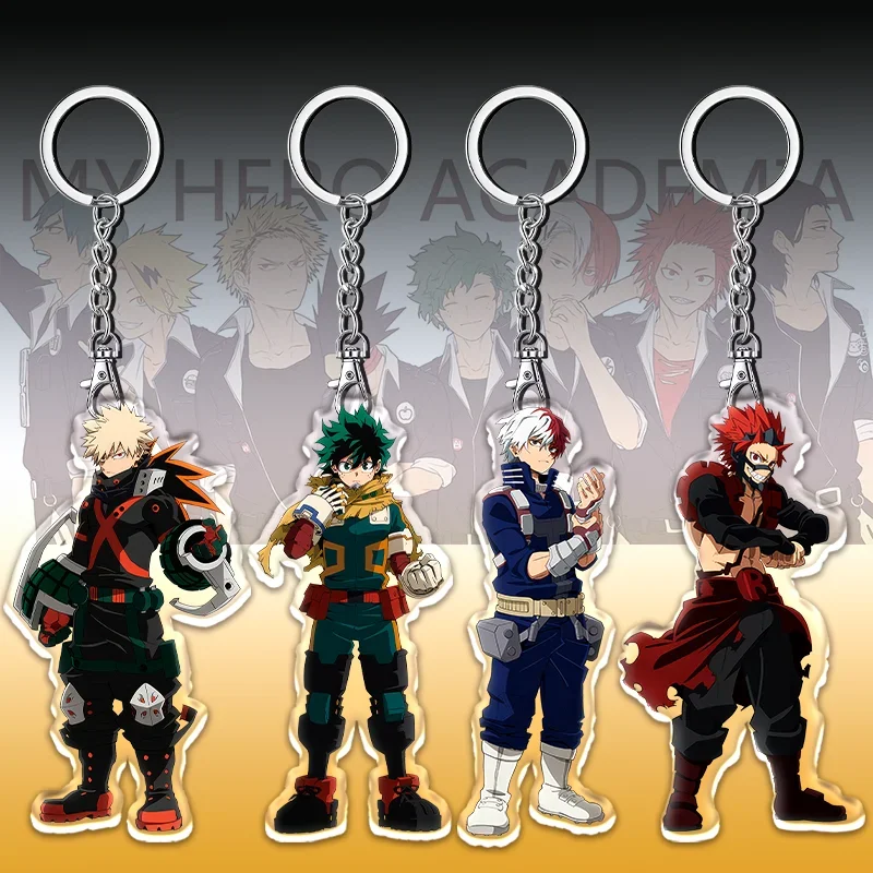 12cm My Hero Academia Item Acrylic Keychain Student Backpack Pendant Accessories Halloween Decoration Children's Holiday Gifts