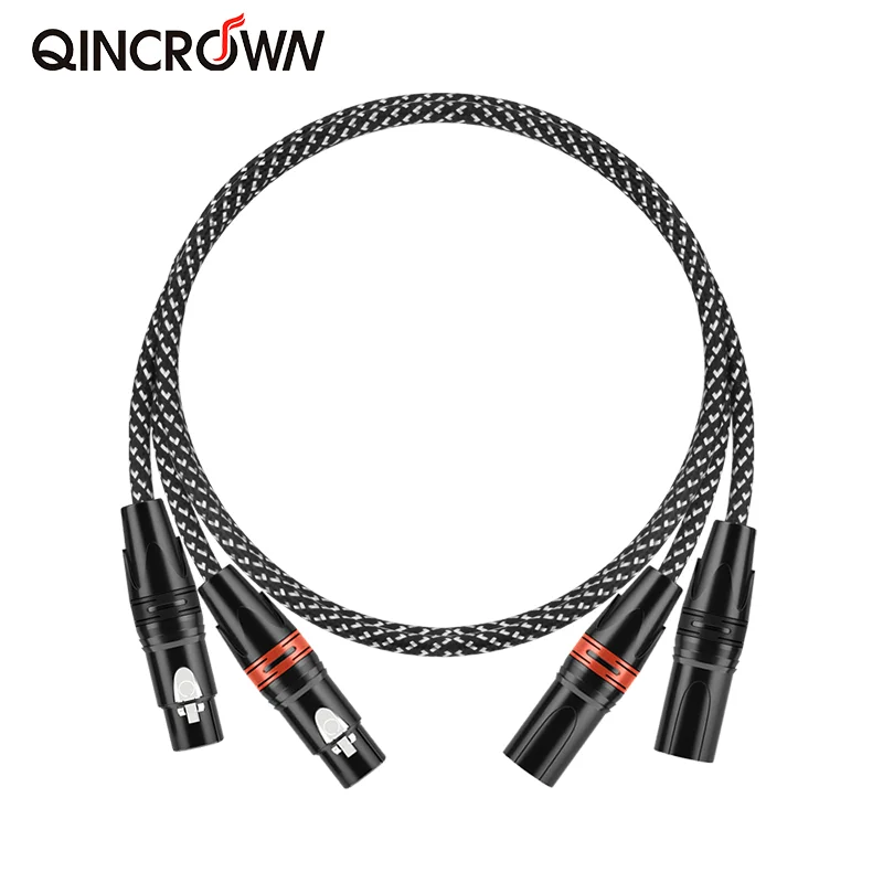 QINCROWN Z100 XLR balance Cable Pure copper Silver plated HiFi Microphone Mxer Power amplifier Speaker connecting wire 3Pin