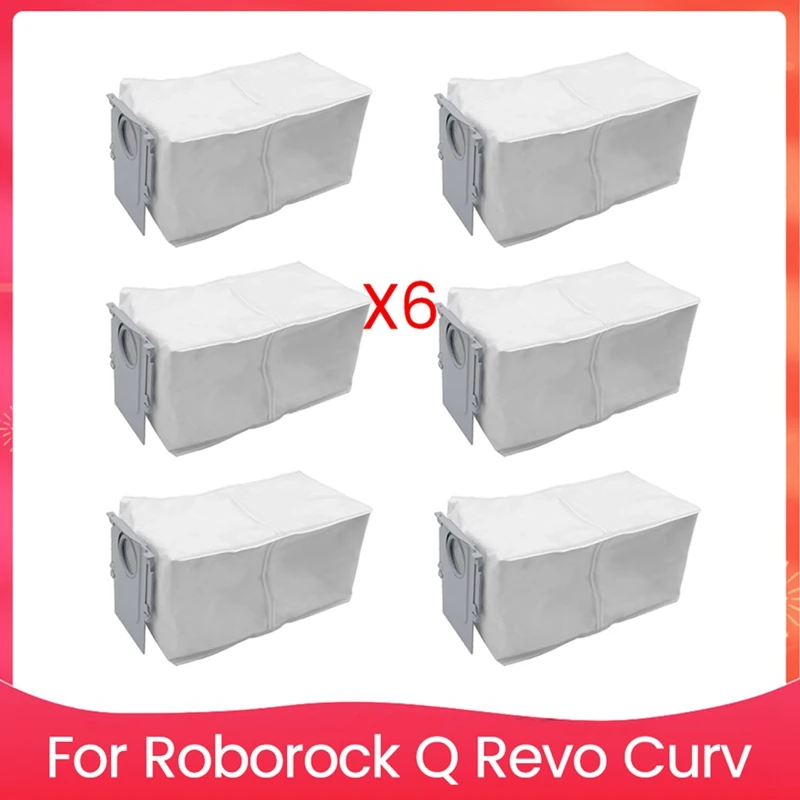 

6 шт., набор мешков для пылесоса для Roborock Q Revo Curv, аксессуары для пылесоса, запасные части мешка для пыли