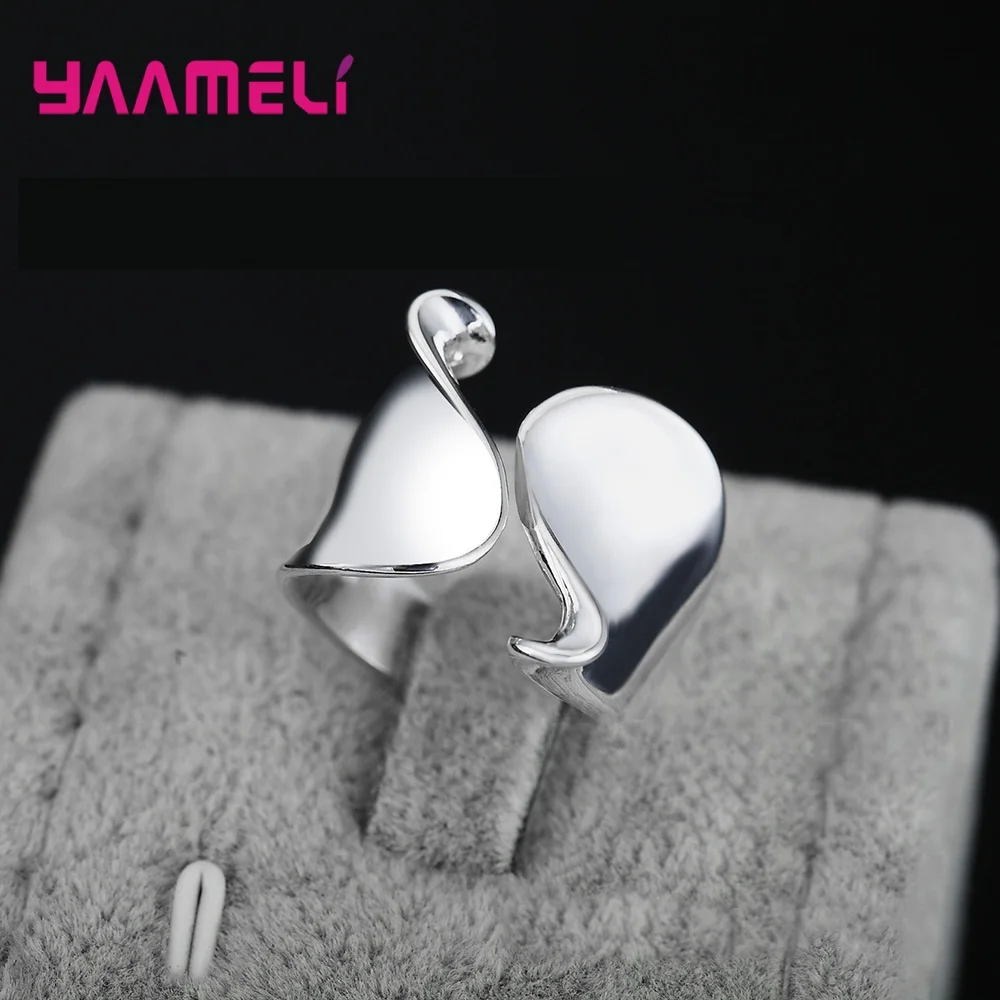 Luxury Statment Ring for Men Women Smooth 925 Sterling Silver Opening Wide Band Adjustable High Quality Gift Jewelry