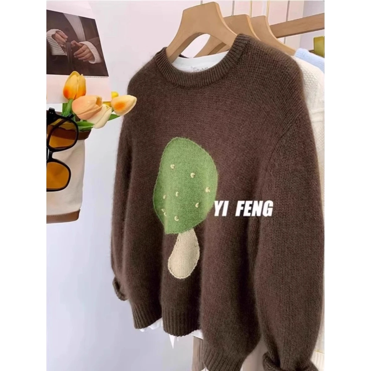 

Очень большой вязаный свитер 300 Pou Thiened Lazy Sle Design Bear Plu Autumn Faion Overhead irt Japanese Sle Po...