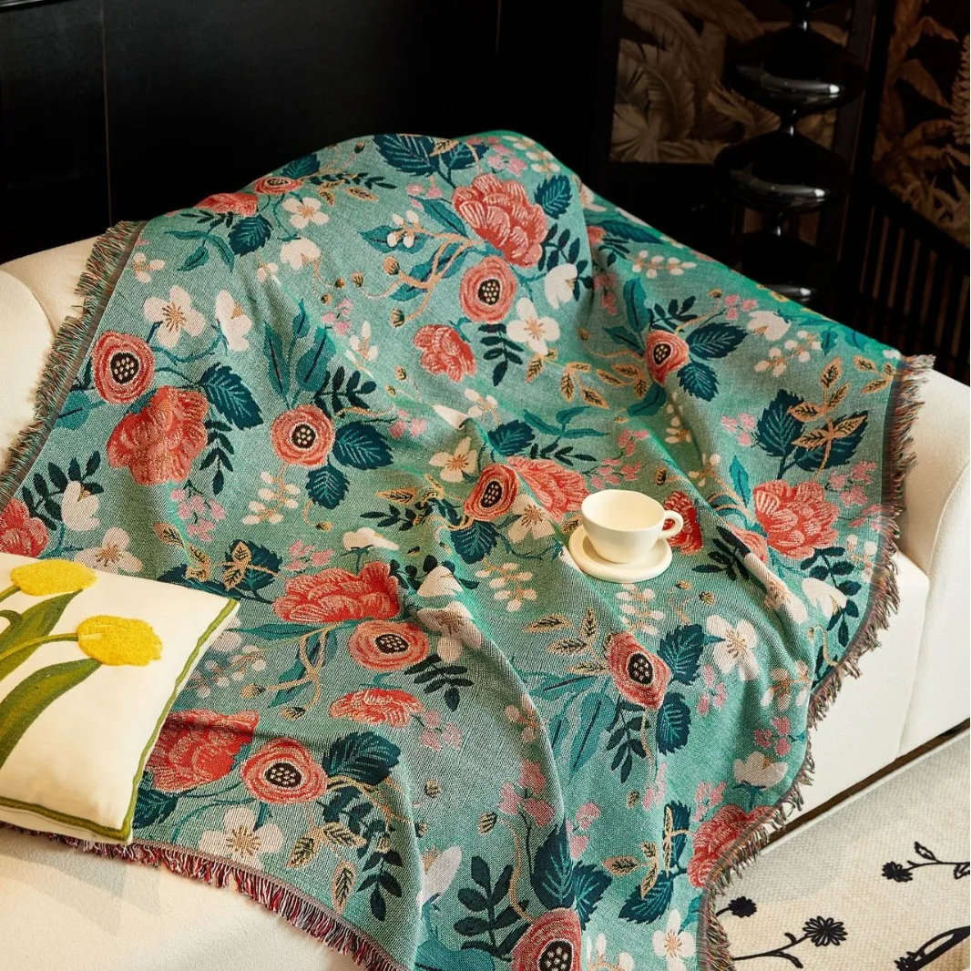 Retro American Sofa Towel Throw Blanket Premium Nap Cover Non-Slip Design All-Season Universal Sofa Cover Single Camping Blanket